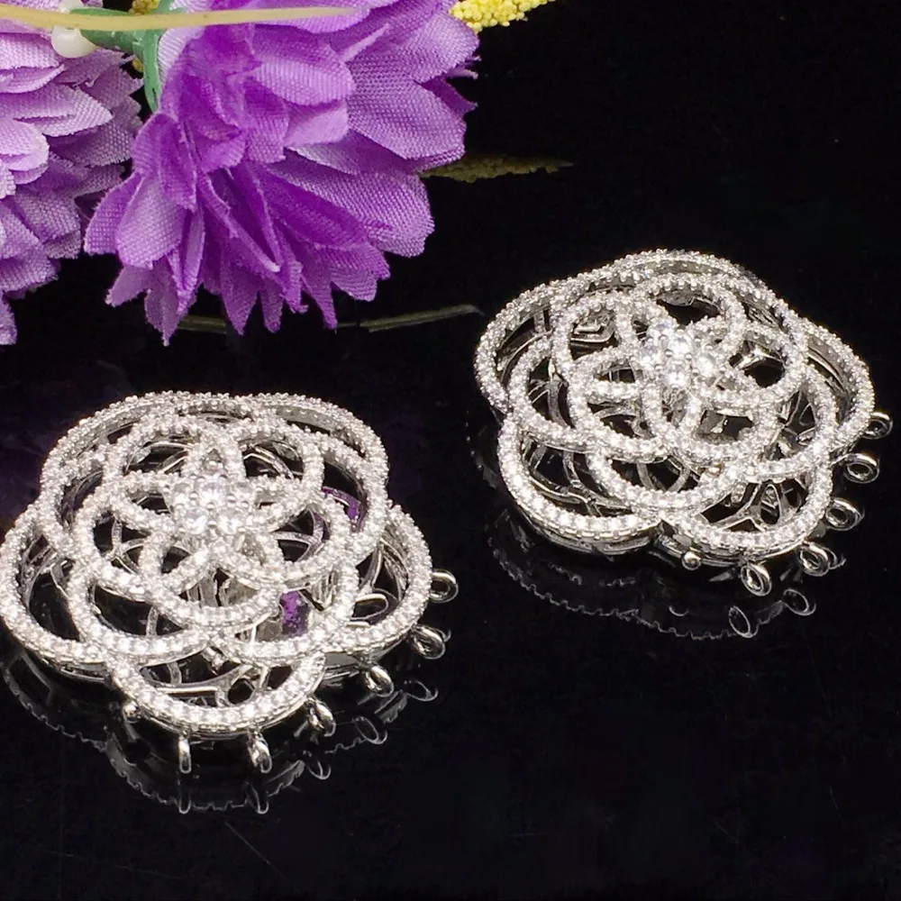 2017 roses micro pave zircon clasp connector supplier end women jewelry beads pearl necklace bracelet DIY | Украшения и
