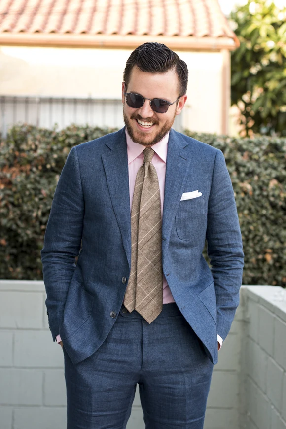 

Новинка 2018 года, Дизайнерские Темно-синие повседневные льняные пляжные мужские костюмы для жениха, облегающая куртка, 2 предмета, летняя оде...