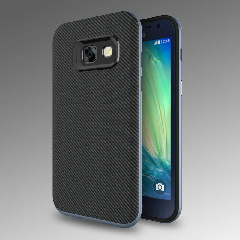 Тонкий углеродного волокна Броня Телефон чехол для Samsung Galaxy A3 мягкие Капа Hybrid PC +