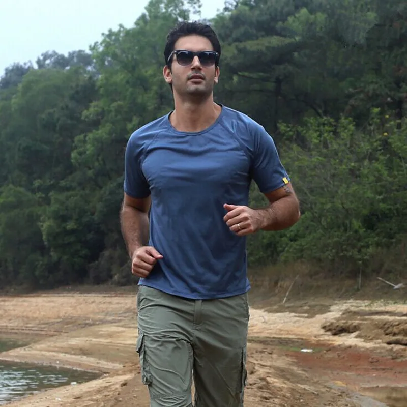 JOZSI Брендовые мужские складные быстросохнущие дышащие футболки с круглым