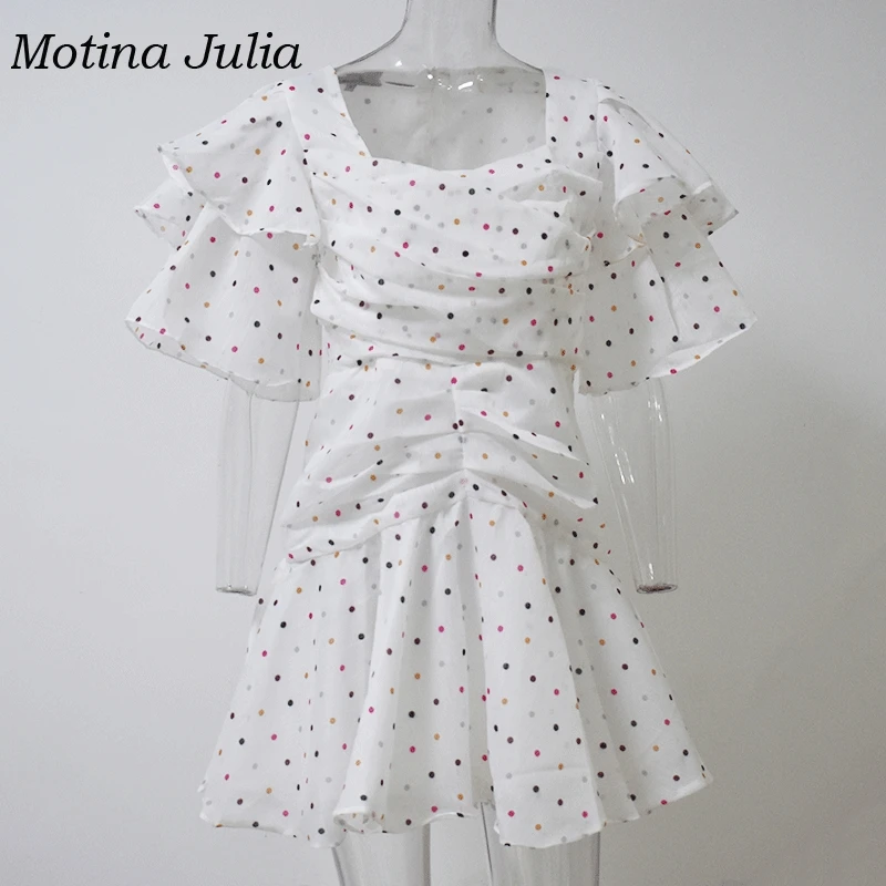 Motina Julia 2019 сексуальное вечернее платье в горошек с принтом женское мини летнее