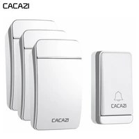 cacazi self powered wireless doorbell waterproof no battery led flash 1 button 3 receiver smart home cordless door bell chime