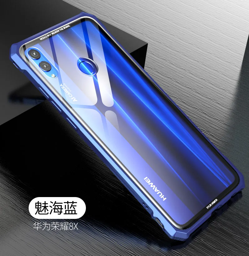 Luxury Metal Bumper Case For Huawei Honor 8X Max 7.12 inch Transparent Glass Back Cover 6.5 8 X |