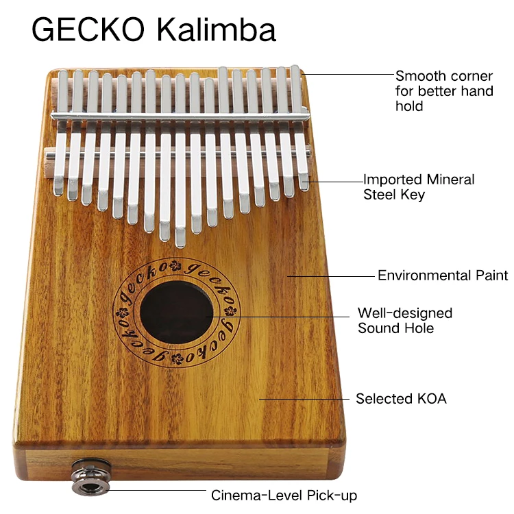 GECKO Kalimba 17 клавиш Акация(КоА) большой палец пианино и EVA высокая производительность защиты коробка, тюнинг молоток, профессиональные модели K17K