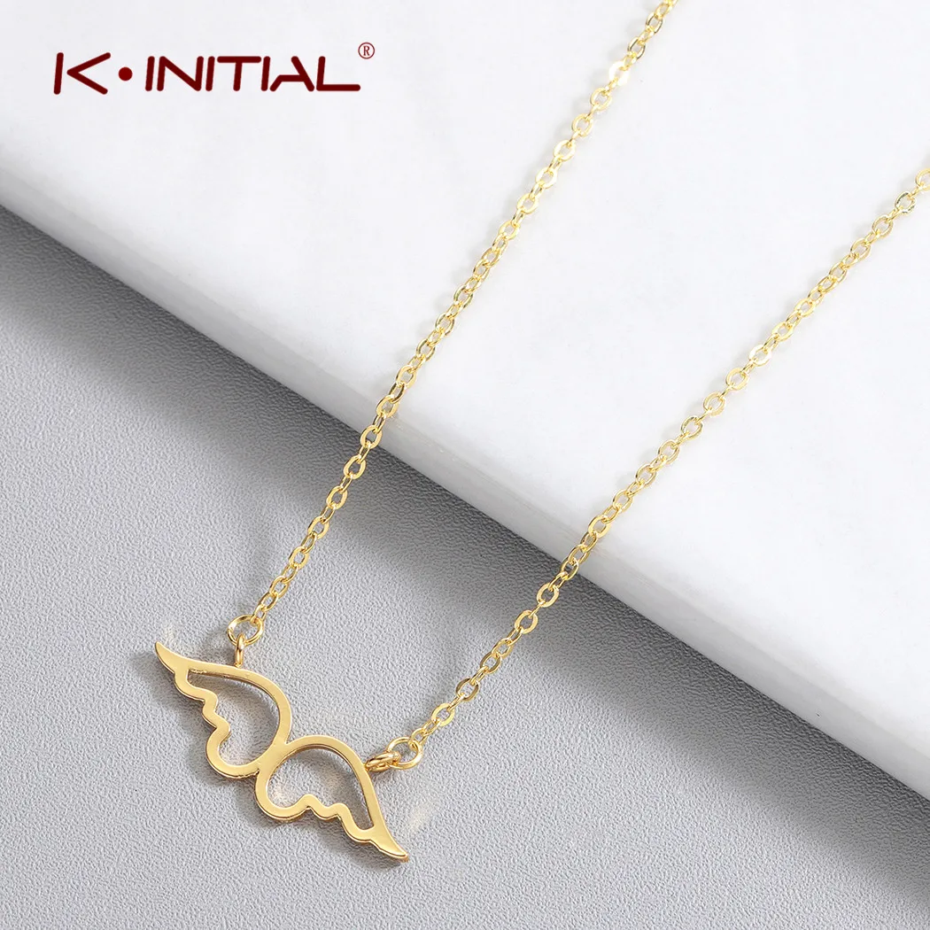 

Kinitial Stainless Steel Angel Wing Necklace for Men Women Hollow Wings Necklace Pendant Fashion Charm bijoux femme Jewelry