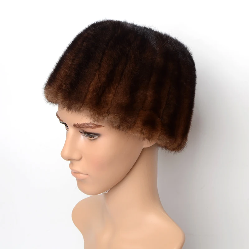 Wucifo 2019 Male Autumn Solid Thicken Bomber Hats Man Winter mink Fur Caps Men Warm Protection Ear Cap Size:56cm-59cm