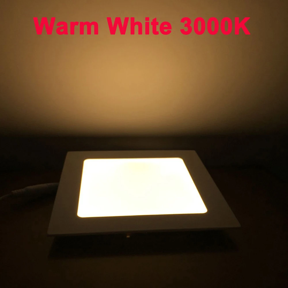 Panel de luz LED ultrafino, 3W, 6W, 9W, 12W15W, 18W, redondo/cuadrado, luz LED empotrable de techo, AC85-265V