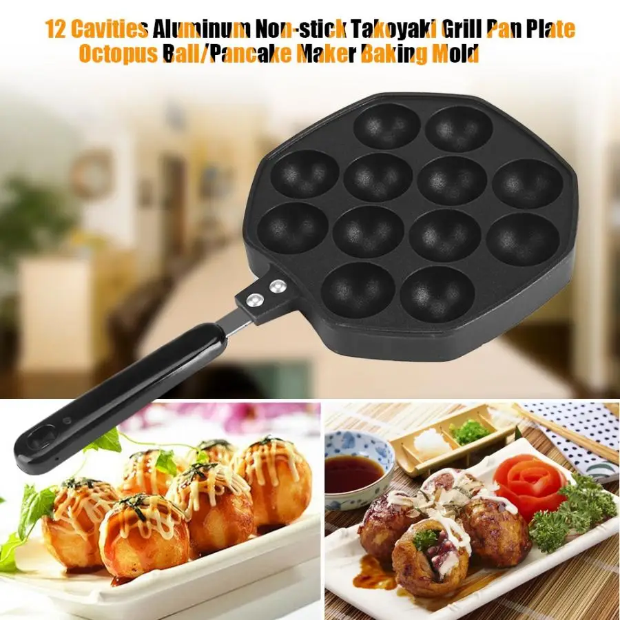 Новый стиль 12 полостей Алюминиевая антипригарная сковорода для торта Takoyaki