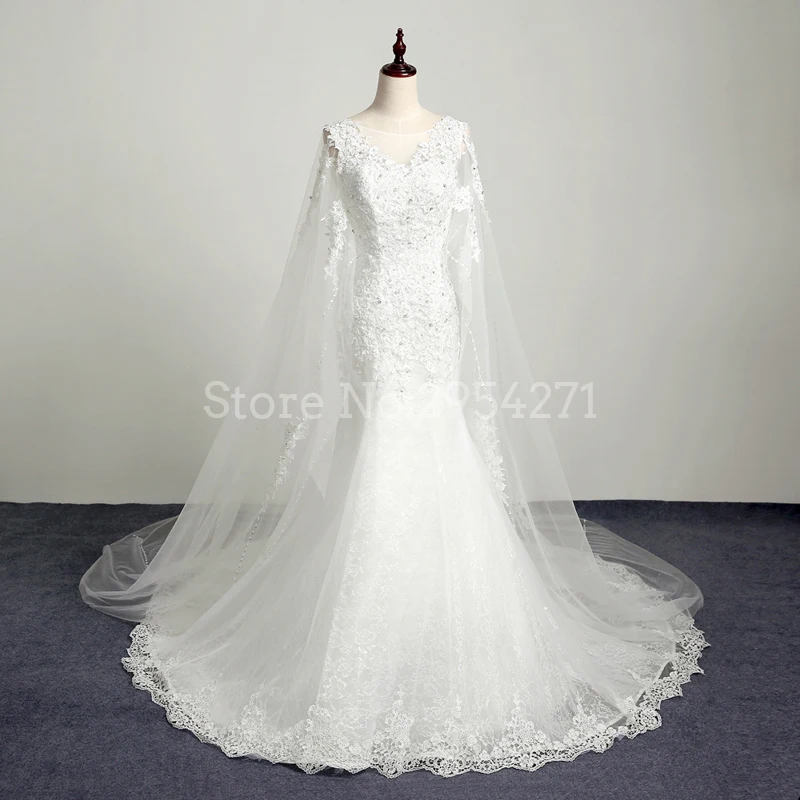 Свадебные платья русалки с v-образным вырезом и аппликацией свадебные в Дубае