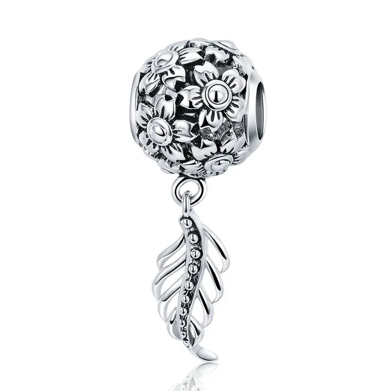 QELROE Trendy 925 Sterling Silver Daisy Flower Vintage Feathers Charms Fit Original Pandora Bracelet DIY Jewelry | Украшения и