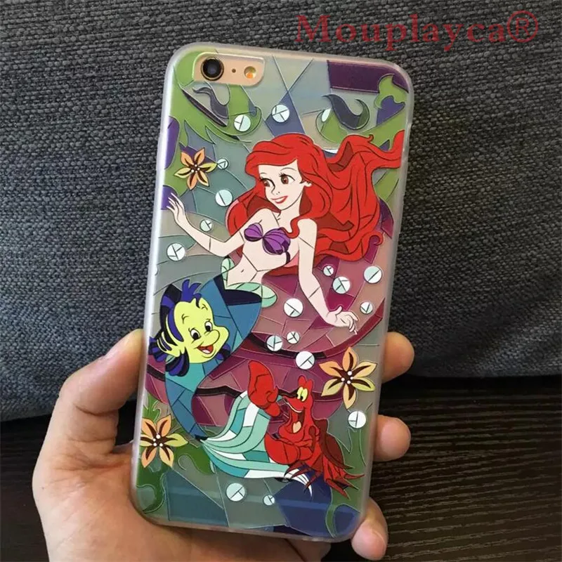 Милый мультфильм Выбивает Русалочка мягкая Пластика задняя крышка для iphone 5 5S &amp
