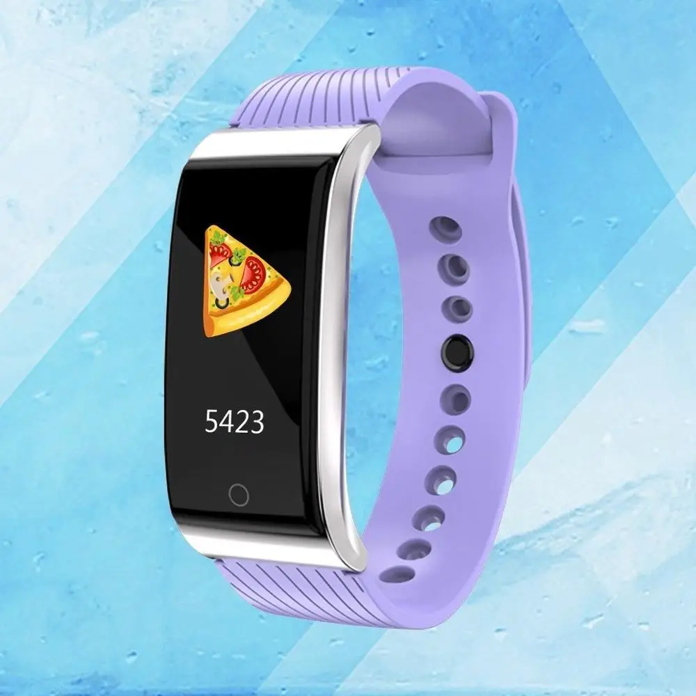 Silica Strap Purple F4 смарт-браслет, измеритель артериального давления, пульсометр для мужчин и женщин, браслет, фитнес-спортивные часы, шагомер, умный металлический браслет - Цвет: Silica Strap Purple