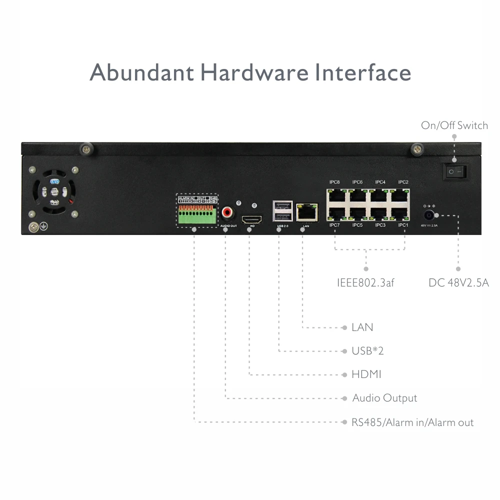 Antstek 4ch 8ch H.265 4 К (8MP) ONVIF PoE NVR Поддержка 2x6 ТБ SATA HDD с aeeye P2P смартфон приложение HDMI
