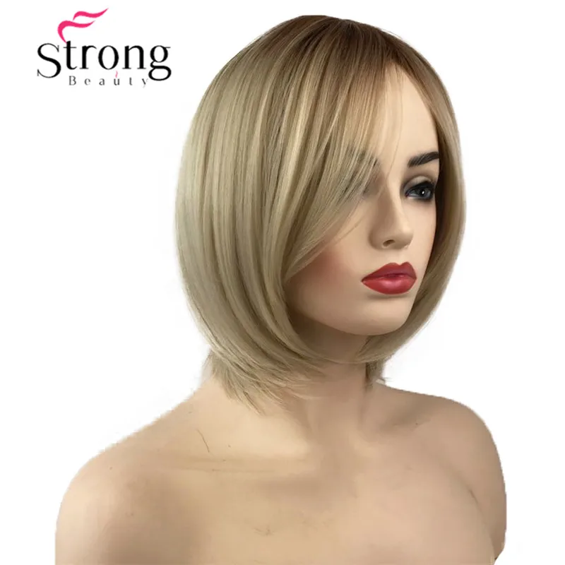 StrongBeauty короткий мягкий слоистый милый блонд микс прямой синтетический парик женский ежедневный Полный волос Парики кожа Топ