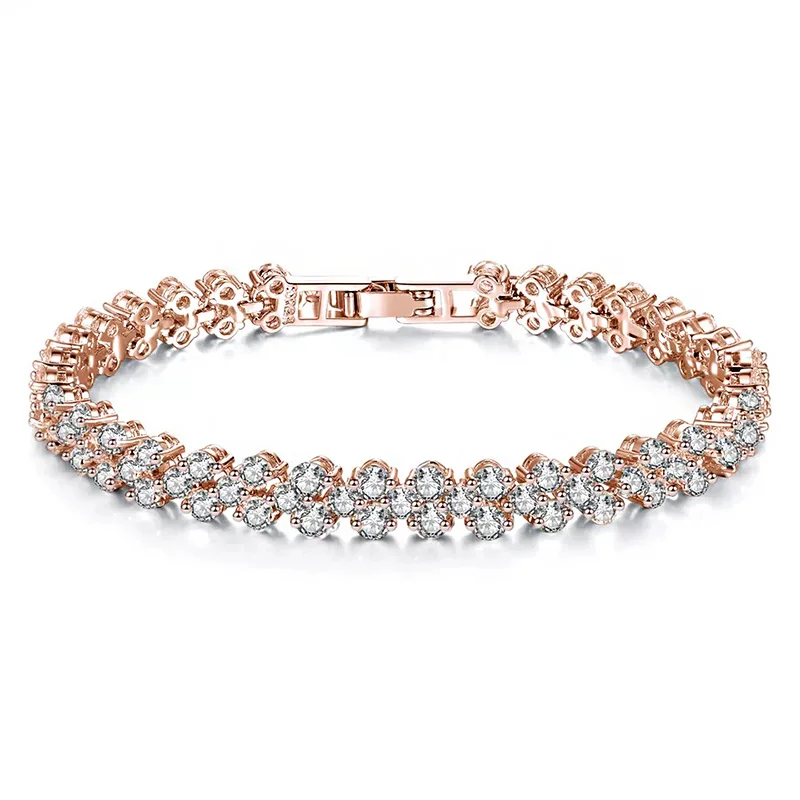 Fashion Rhinestone Natural AAA Zircon Safety Buckle Bracelet Gold Silver Rose Elegant for Women DIY Jewelry Gifts | Украшения и