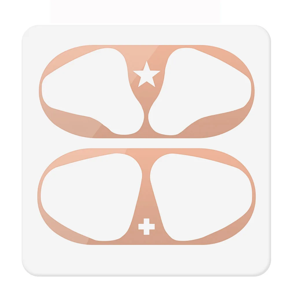 rose gold-star Рисунок лошади/инопланетянина/кошки лапы ультра тонкий защитный чехол металлическая пленка наклейка защита от пыли для AirPods Airpod 1/2 - Цвет: rose gold-star