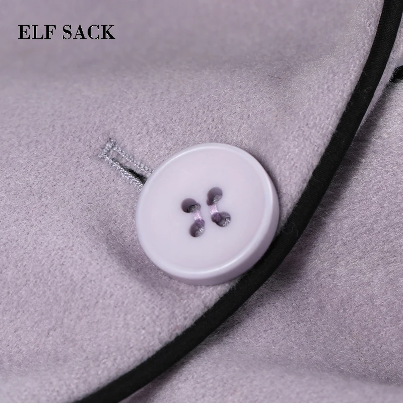 Женское шерстяное пальто ELF SACK длинное повседневное из 33.5% шерсти с широкой