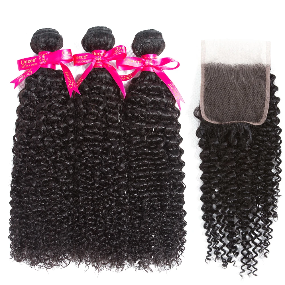 Queen hair Продукты странный вьющиеся переплетения человеческих волос пучки с