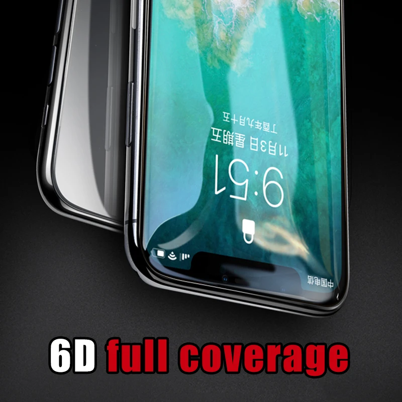 Изогнутое закаленное стекло True 6D для iPhone 7 6 6 S 8 Plus X полное покрытие Защитная пленка для iPhone X 7 7 Plus