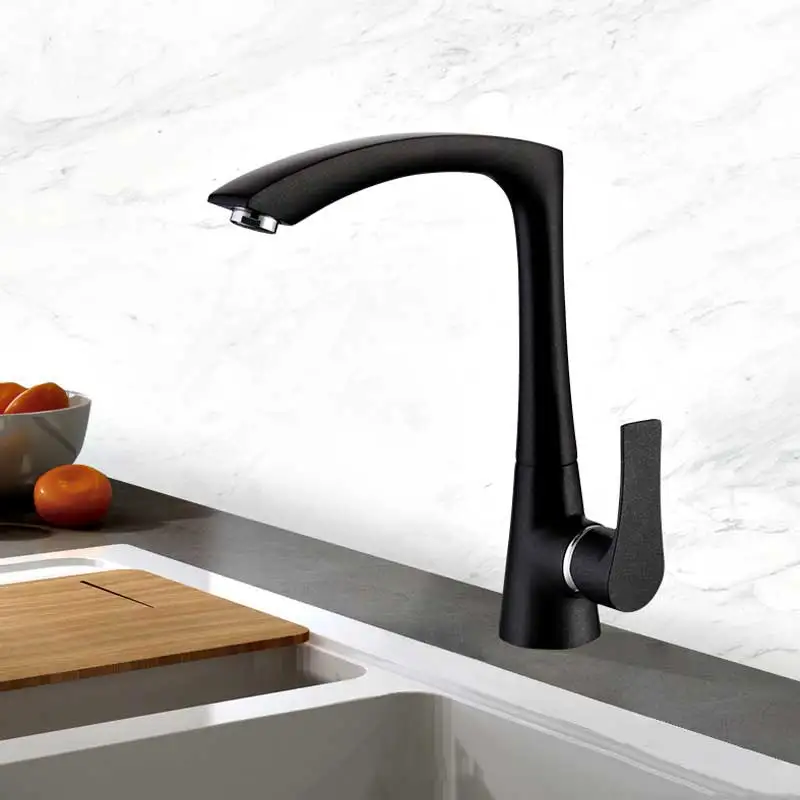 

Kitchen Faucets Brass Kitchen Sink Water Faucet 360 Rotate Swivel Faucet Mixer Single Holder Single Hole Black Mixer