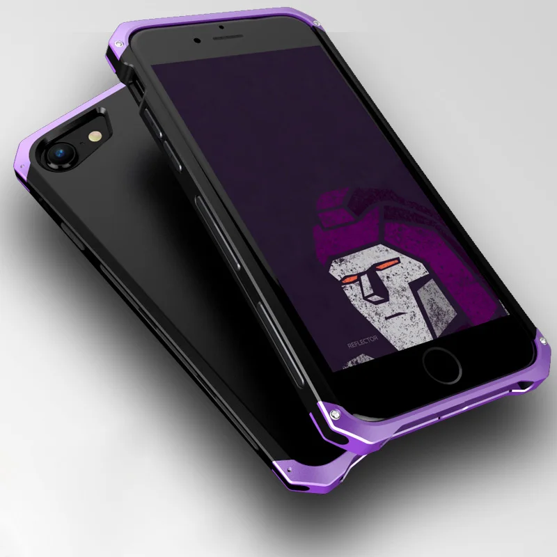 black purple Для iphone 7 Plus чехол, жесткий пластиковый Роскошный металлический алюминиевый каркас, противоударный чехол для iphone 7 Plus 8 Plus, чехол, армированный тонкий - Цвет: black purple