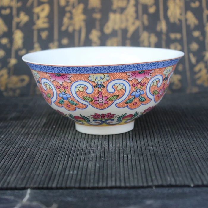Jingdezhen pottery rice bowl bone porcelain peach and ornaments | Дом и сад
