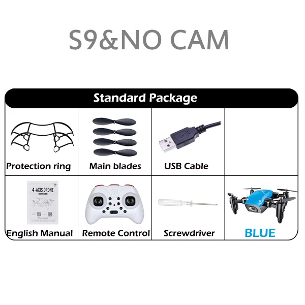S9-no cam-1B S9HW мини-Дрон с камерой S9 не складной Радиоуправляемый вертолет высота удержания Квадрокоптер WiFi FPV Микро Карманный Дрон мальчик игрушки - Цвет: S9-no cam-1B