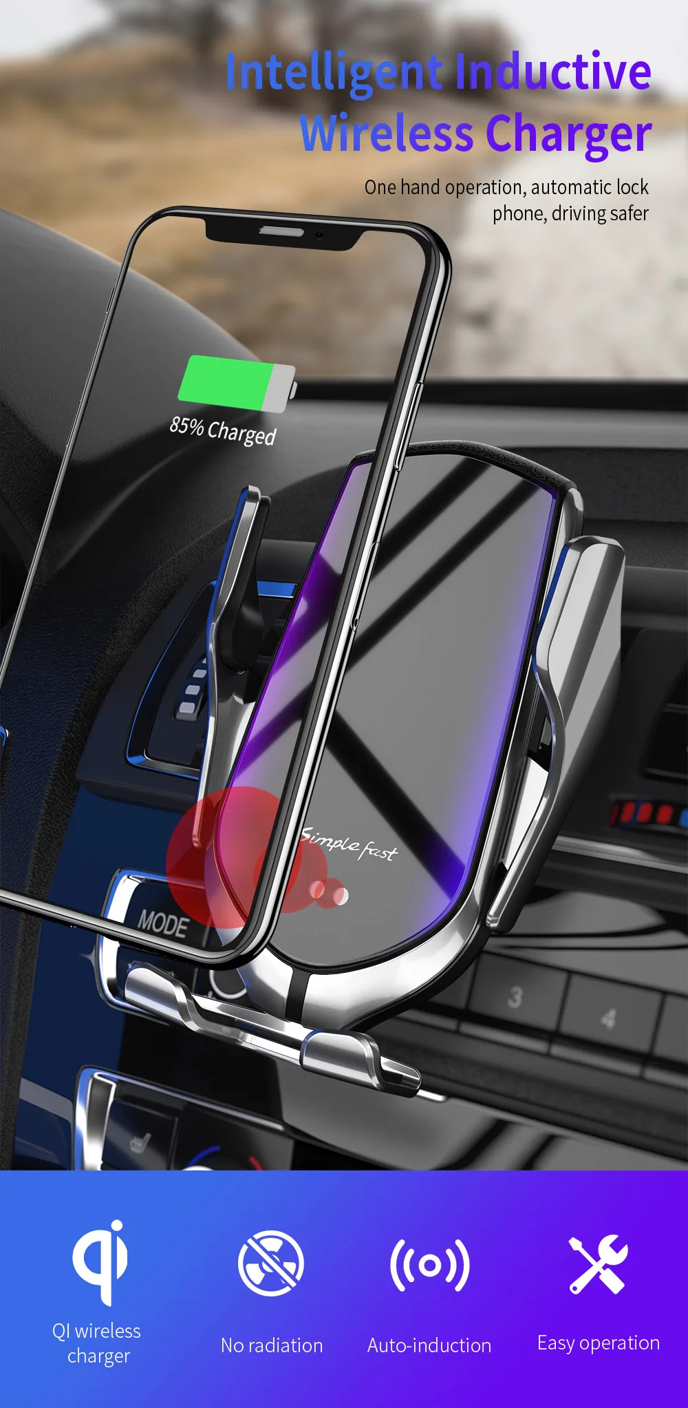 10W Qi Wireless Car Charger Auto Clamping Infrared Sensor Fast Charging Phone Holder For iPhone X XS XR Max 8 Samsung S8 S9 S10