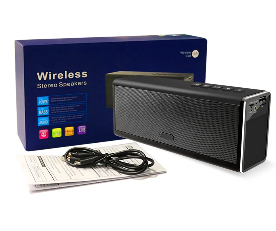 HENZIN 20 W Беспроводная Bluetooth Колонка супер колонка для басов HIFI стерео с флеш-картой памяти TF AUX громкой связи 4000 mAh банк питания для iPhone