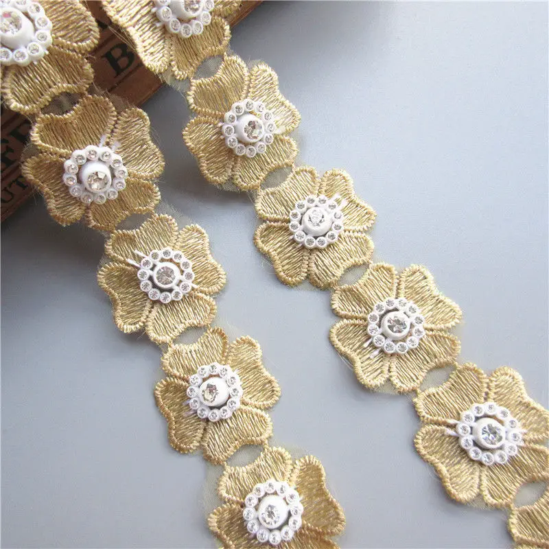 12x светло-Золотое желтое сердце цветок алмаз Кружевной Край Отделка свадебное