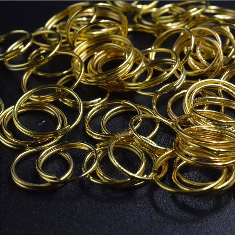 gold FLTMRH, 50 шт., 8 мм, брелок для ключей Who lesale, фурнитура, серебряная заготовка, разрезные кольца, круглый брелок для ключей DIY, изготовление брелков - Цвет: gold
