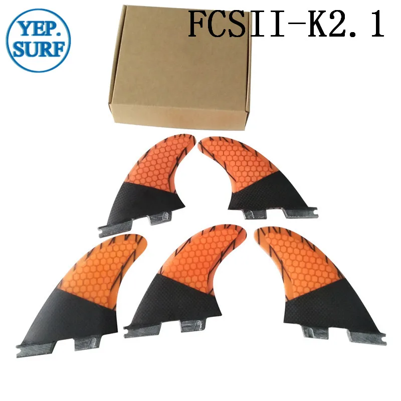 

5 fins set Surfboard FCS2 Fin K2.1 orange Fibreglass.Honeycomb,Carbon fiber Surf Fins SUP Board Fin