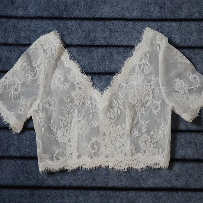 Ivory white Lace Bolero Wedding Women Jacket Short Sleeve Elegant V neck Wrap Accessories | Свадьбы и торжества