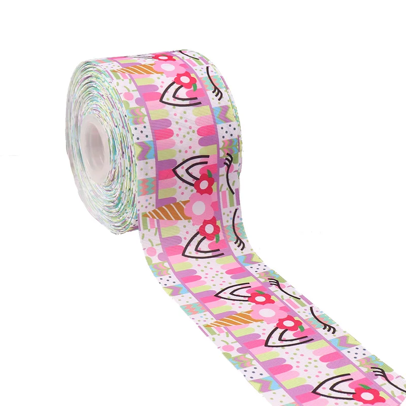 

Cartoon Unicorn Printed Grosgrain Ribbons 75mm Width Single Face 100% Polyester Wedding Decoration 2 Colors DIY Ribbons