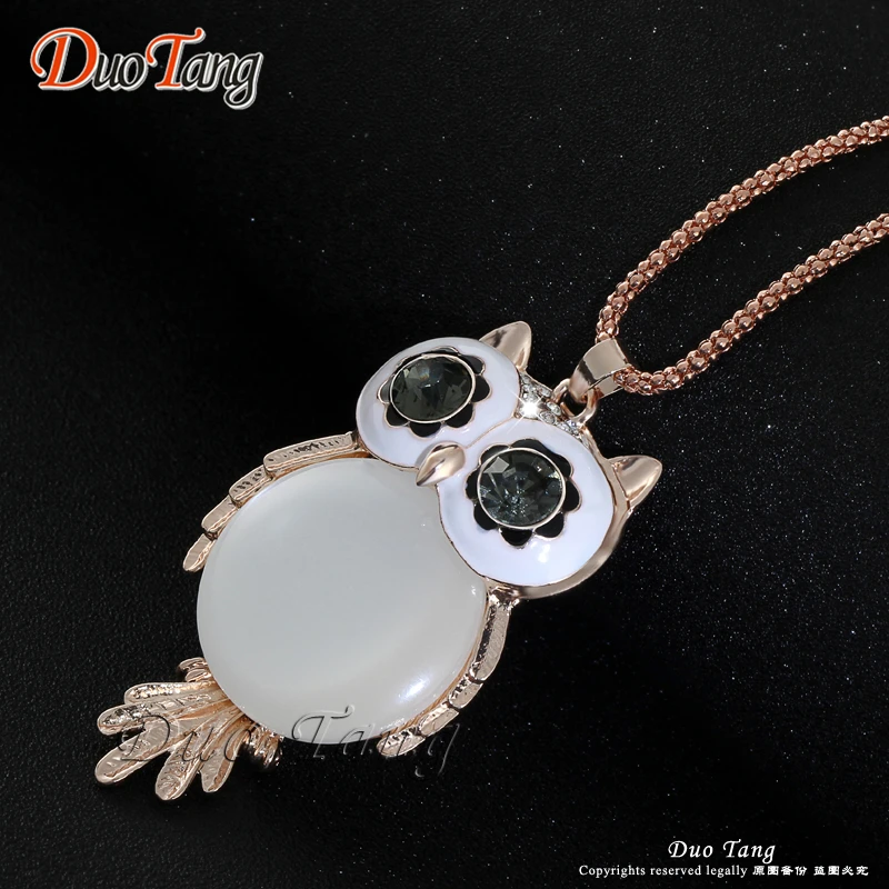 2 цвета Трендовое ожерелье с совой модное ювелирное изделие со стразами и