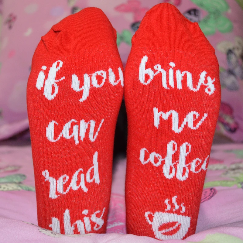 1 пара красных модных хлопковых женских коротких забавных носков с буквенным