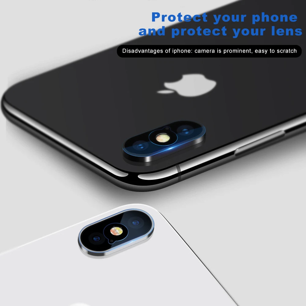 2 шт. закаленное стекло для задней линзы iPhone X XS MAX 8 7 6 6S Plus Защитная камера защитная