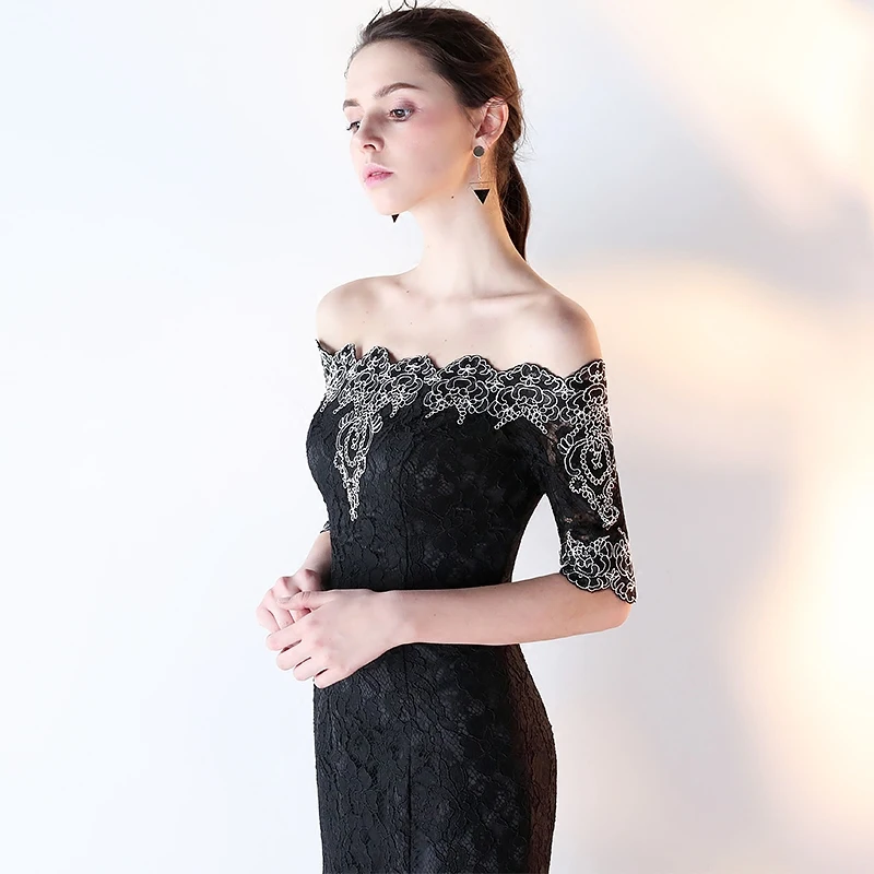 Black Lace Mother of the Bride Dresses for Weddings Off Shoulder Mermaid Evening Groom Godmother | Свадьбы и торжества