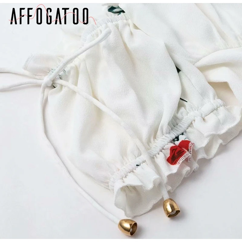 Afogafoo элегантное сексуальное летнее платье со складками с открытыми плечами женское винтажное короткое платье с цветочным принтом на шнуровке повседневное пляжное мини-платье