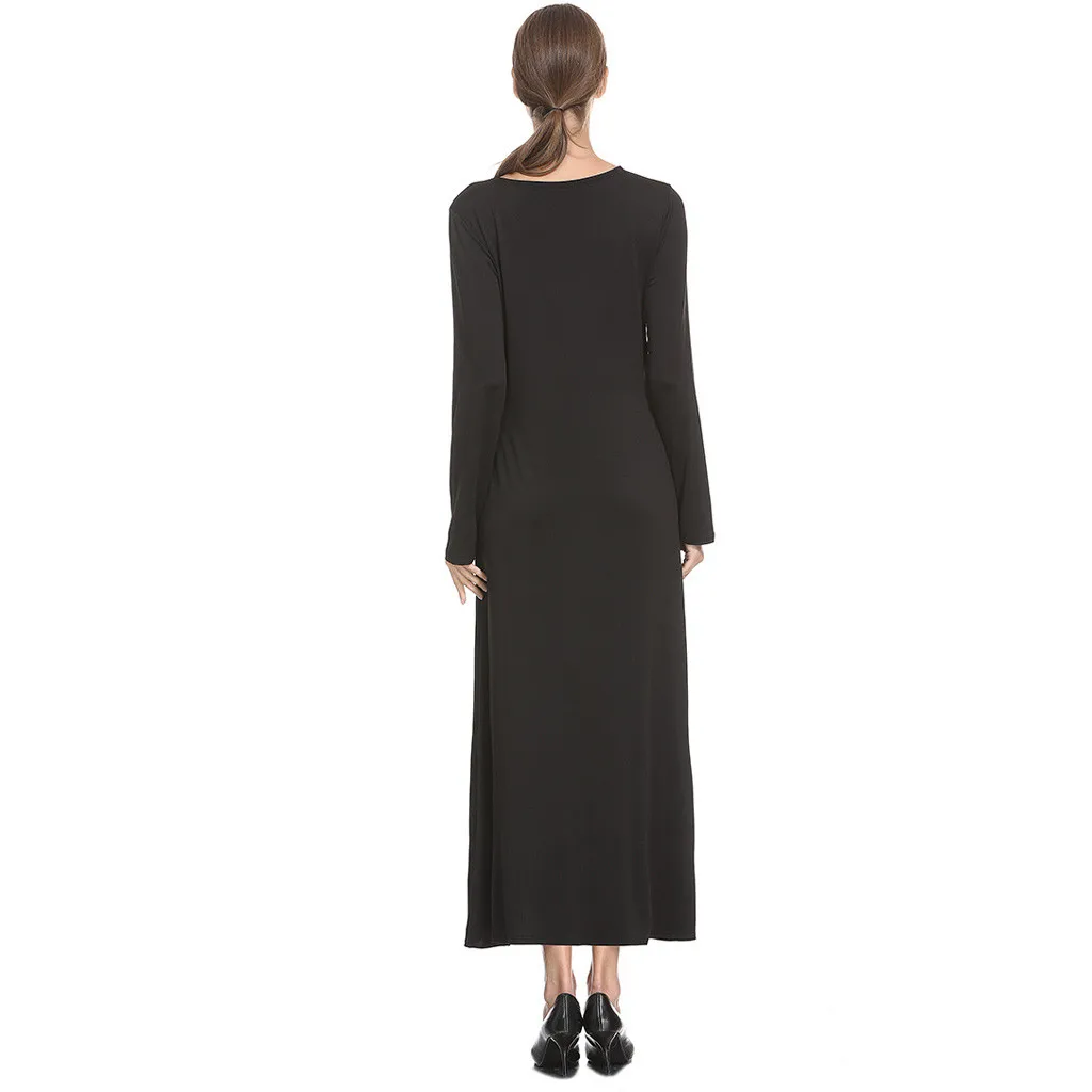 Новое модное мусульманское платье для женщин вязанное с длинным рукавом