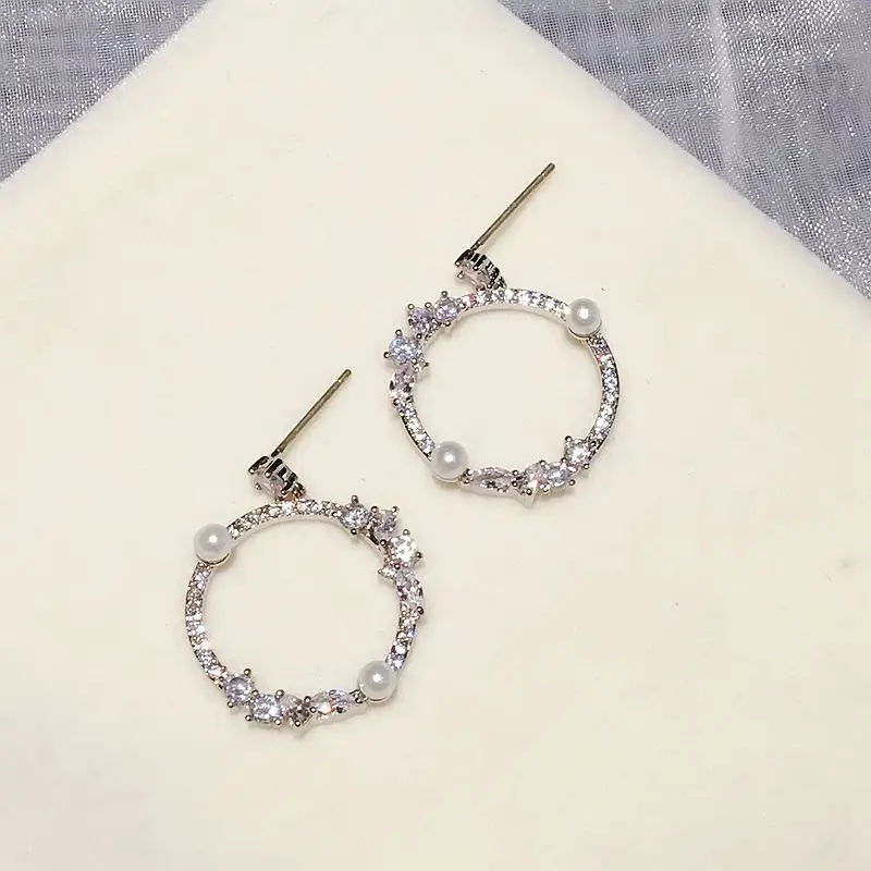 Высококачественные большие круглые серьги с подвеской сияющий кубический