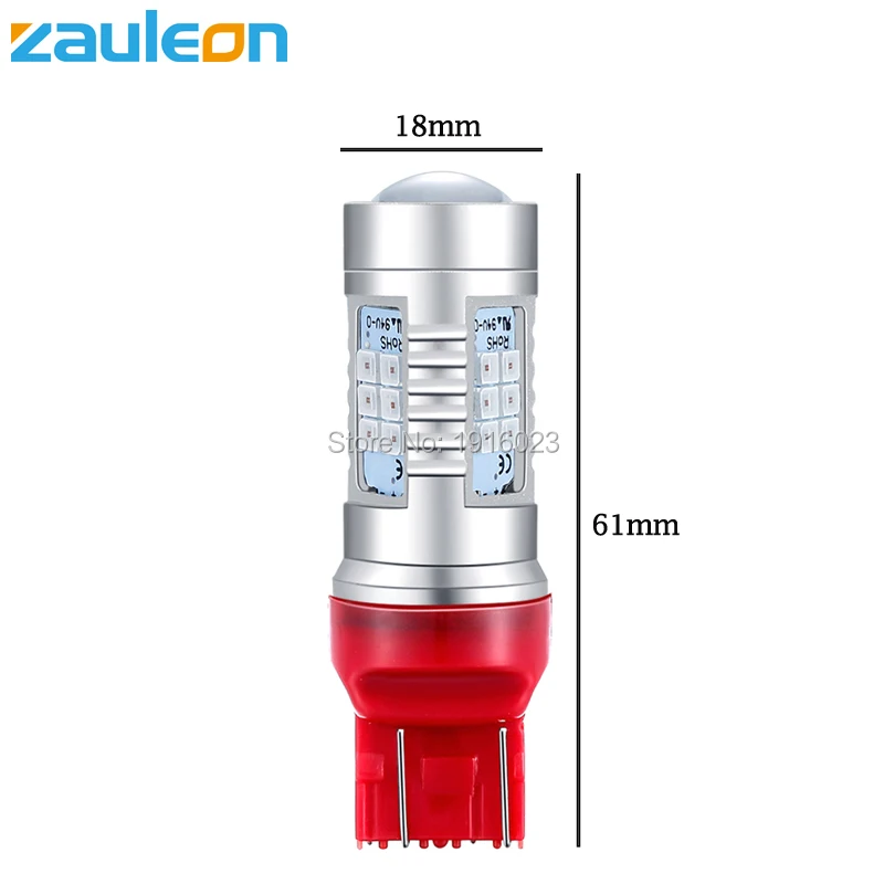 Zauleon 2 шт. 7443 W21/5 Вт Красный светодиодный стробоскопический светильник для заднего