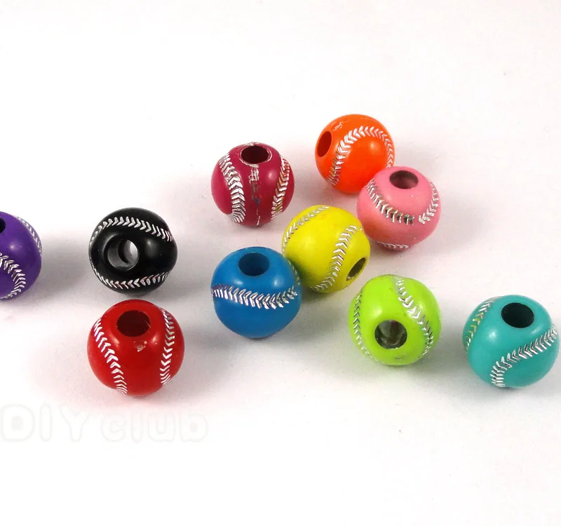

150pcs Round Acrylic Baseball Beads Basketball Softball Beads 12mm
