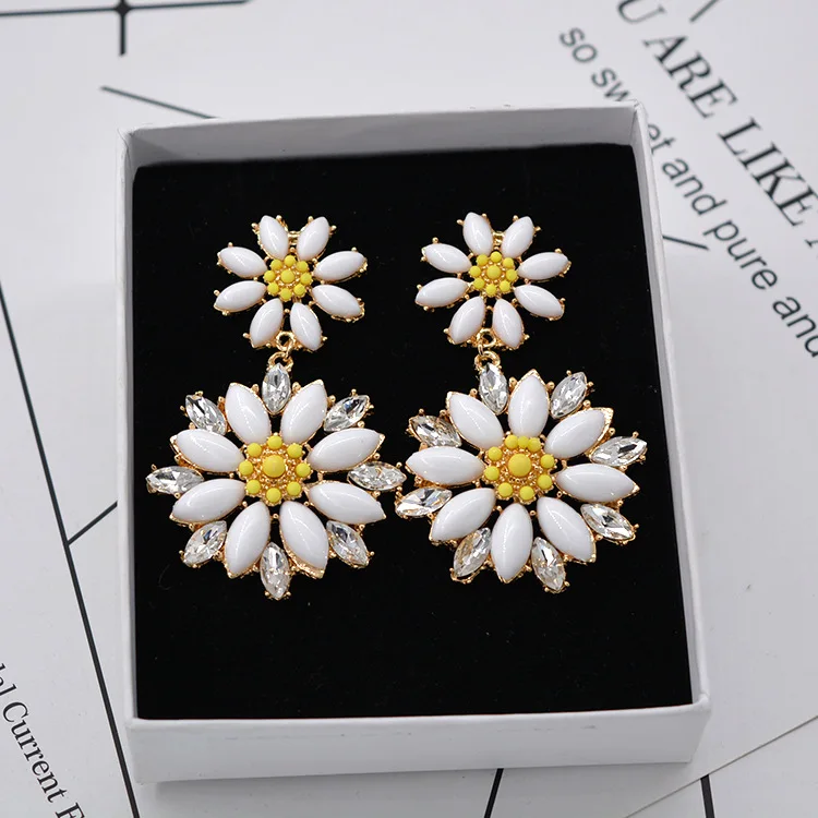 Простые Великолепные серьги-подвески с цветами вечерние серьги кристаллами