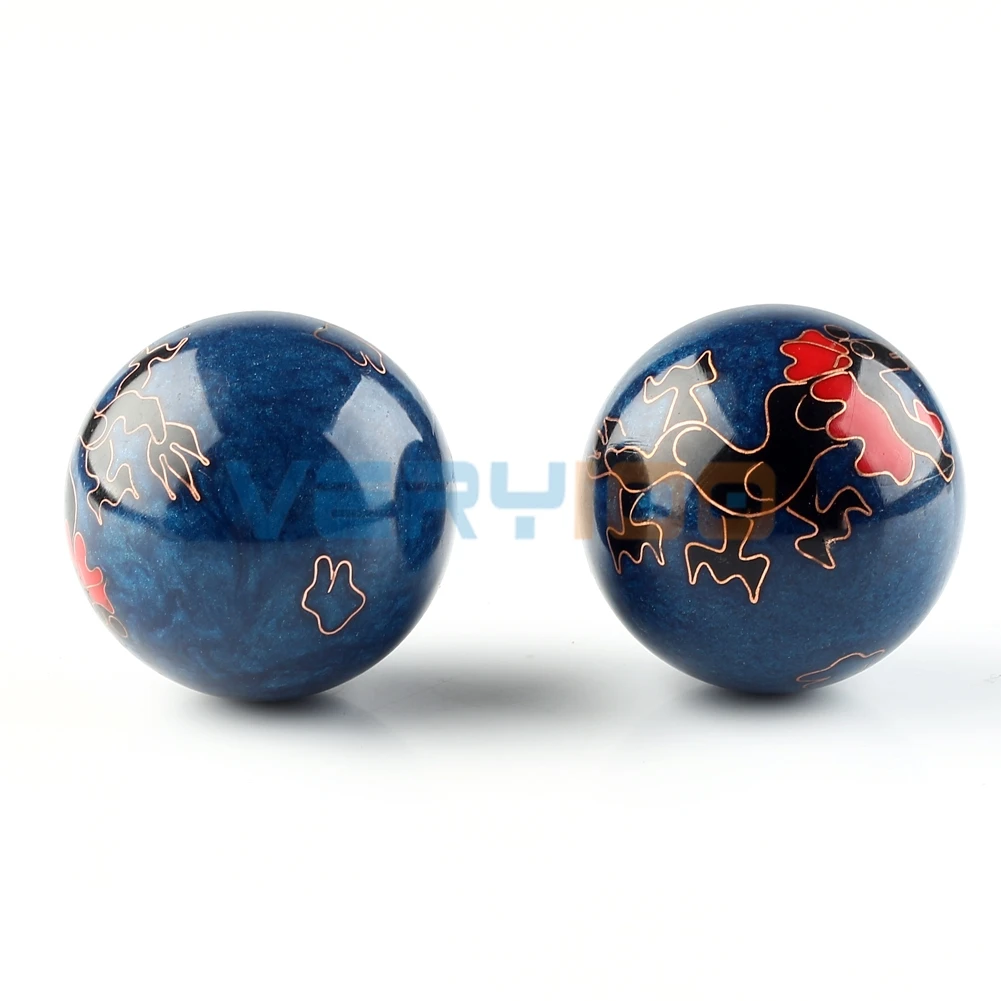 Китайский здоровья упражнения шарики baoding Дракон patternn, игрушка для снятия стресса, хром на подтяжках темно-синий и голубой цвет
