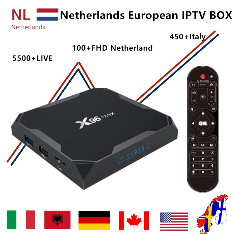 Nederland ip tv X96 MAX android TV box 8 1 + IP Dutch Nordic Italia Albania European USA Canada UK M3U adult xxx smart box|ТВ-приставки и
