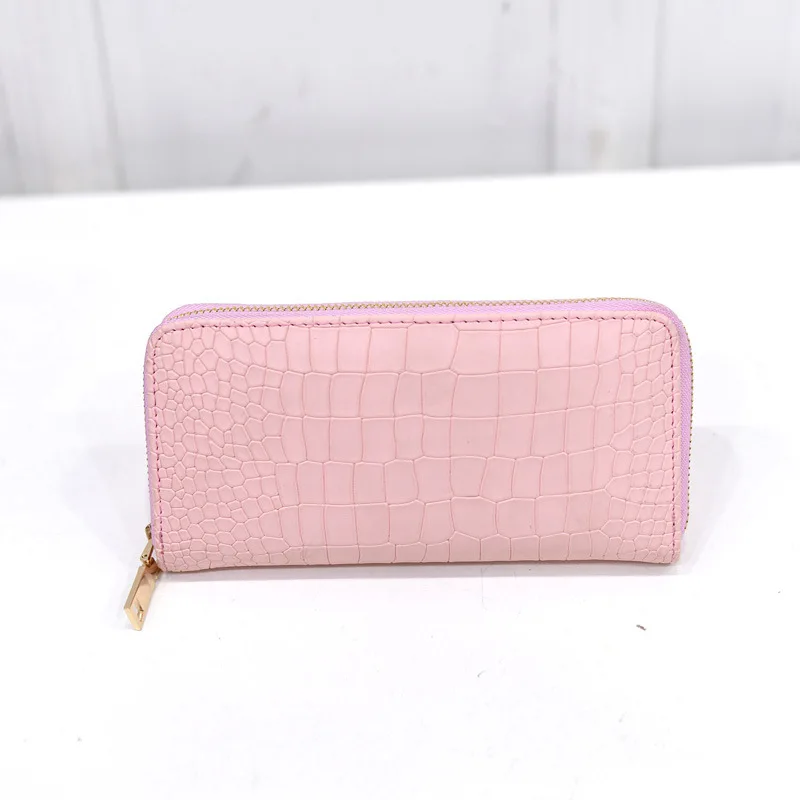 12016 новый модный кошелек женский длинный на молнии с узором крокодиловая кожа для