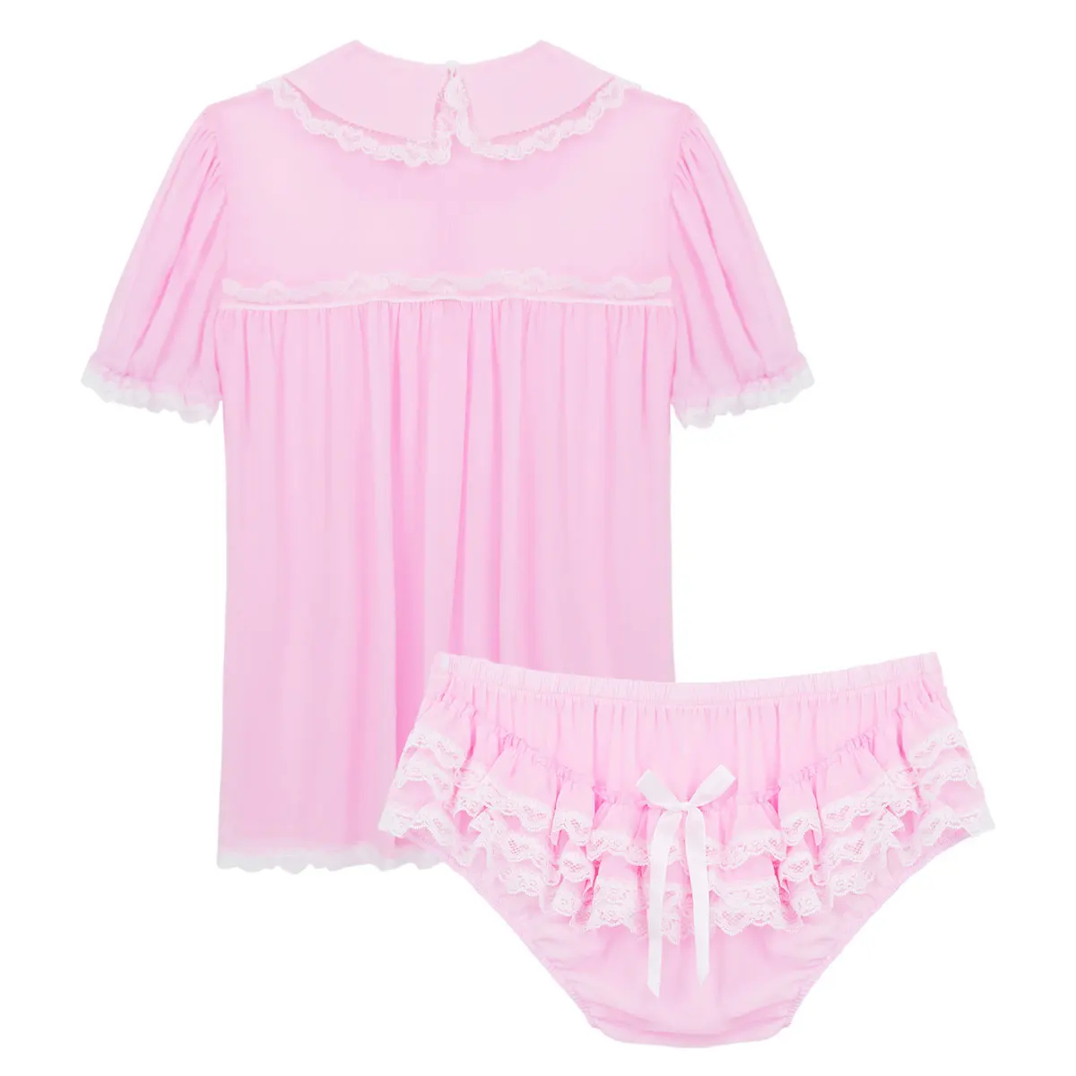 TiaoBug мужское шифоновое нижнее белье для взрослых Babydoll воротник пышные рукава