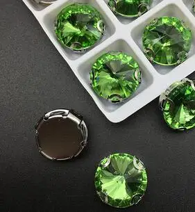 peridot Больше цветов белый K D коготь настройки 8 мм~ 18 мм круглые Rivoli Форма пришить стеклянные прозрачные Стразы Бисер для одежды аксессуары отделка - Цвет: peridot