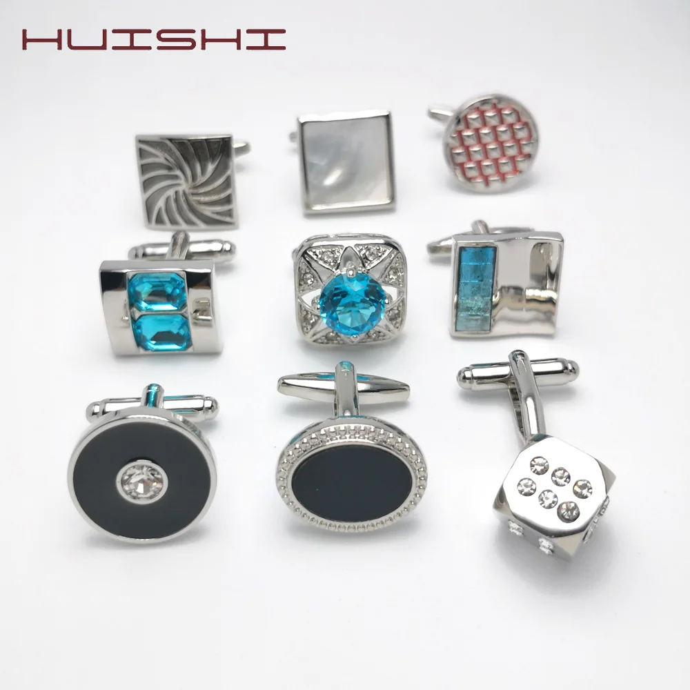 HUISHI новые черные синие белые запонки роскошные мужские брендовые